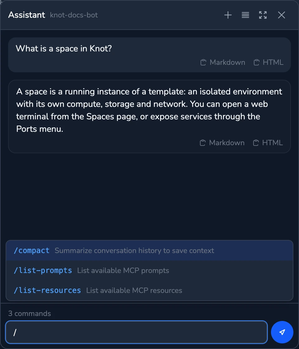 The Command Picker in the Assistant