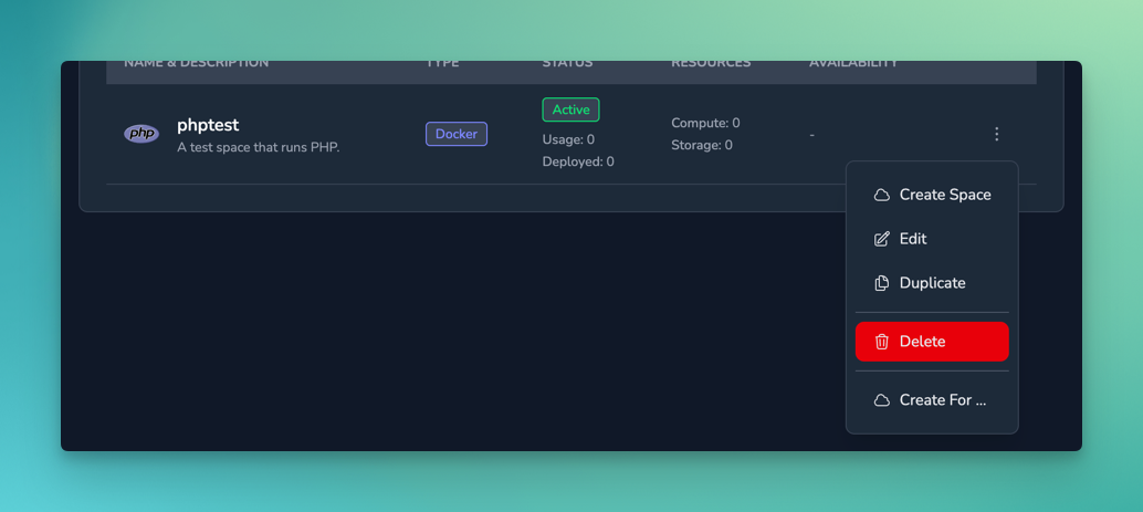 Create Space