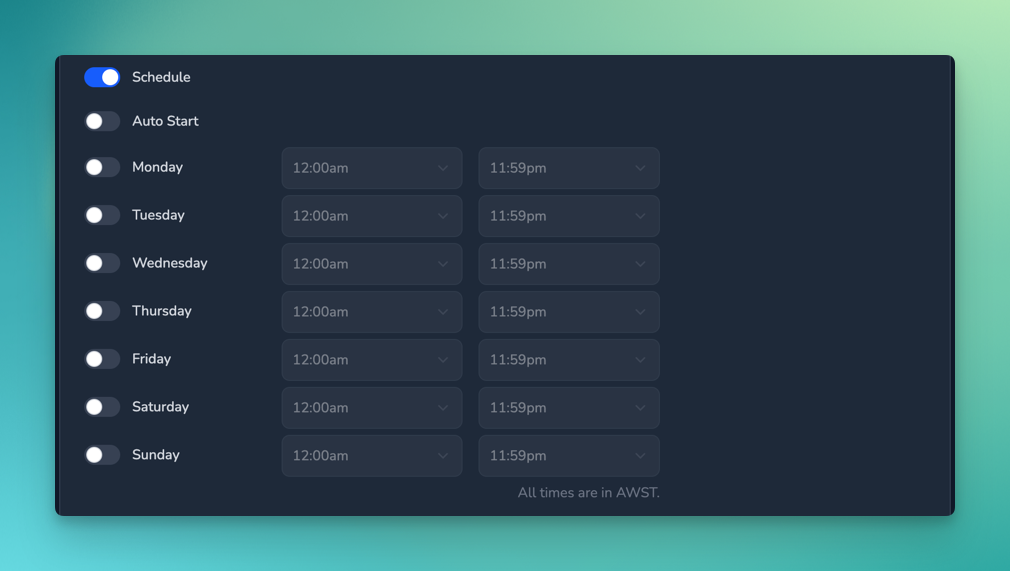 Template Schedule