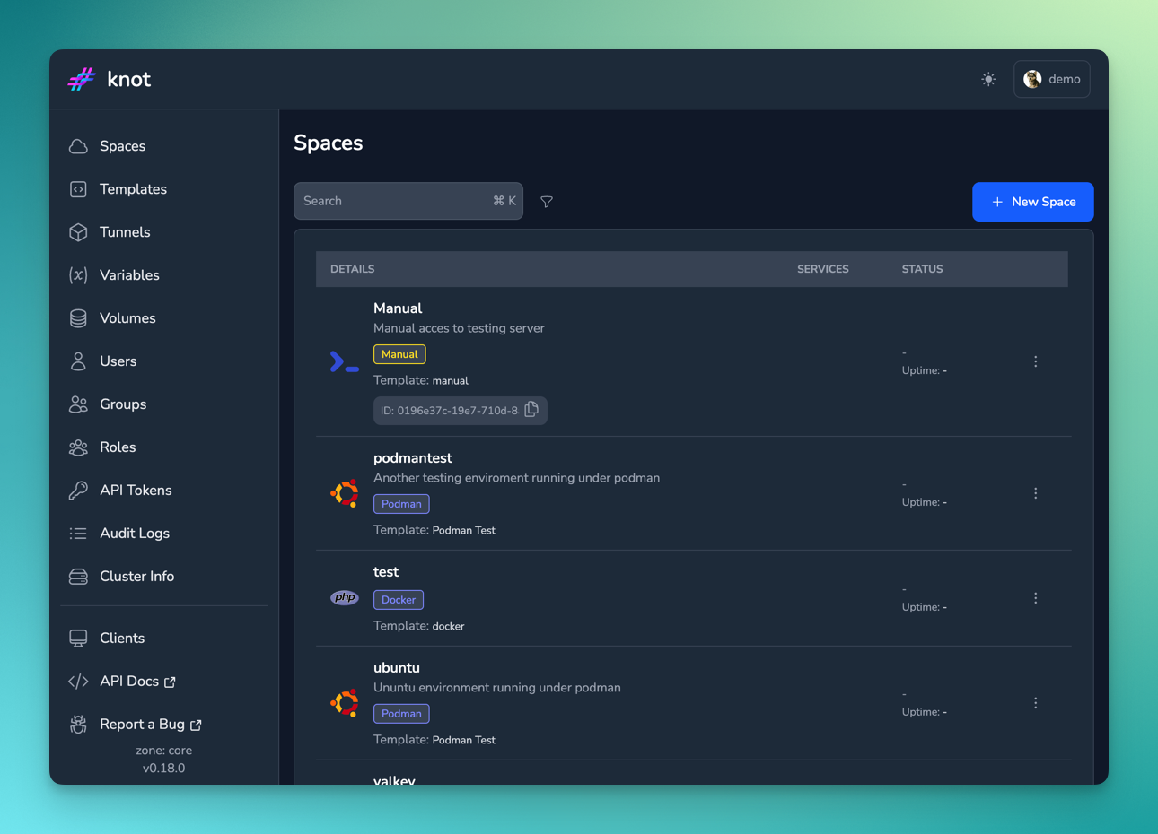 Managing Spaces